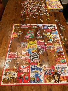 puzzle of vintage cereal boxes
